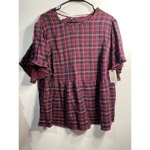terra & sky womens short sleeve blouse shirt top plus size 0X 14 w